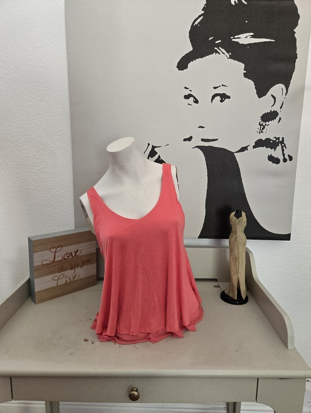 NWT Ambiance Apparel Casual Coral Sleeveless Swing Tank Top Size Large